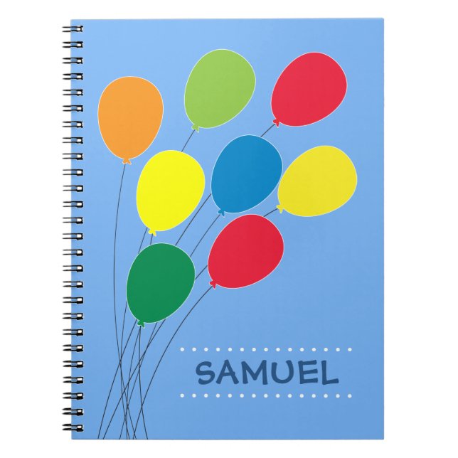 Caderno Espiral Balão colorido que agrupa meninos personalizados (Frente)