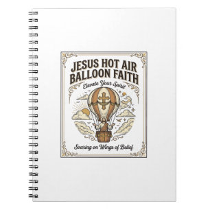 Caderno Espiral Balão de Ar Quente Jesus Fé Balão de Ar Quente Jes