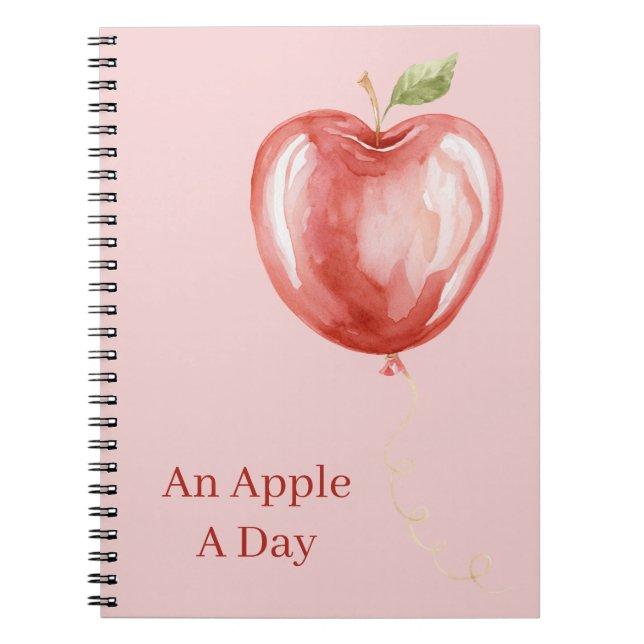Caderno Espiral Balão de Maçã Vermelha Rosa (Frente)