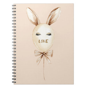 Caderno Espiral Balão de Orelhas de Coelho Creme Olhos Brilhantes
