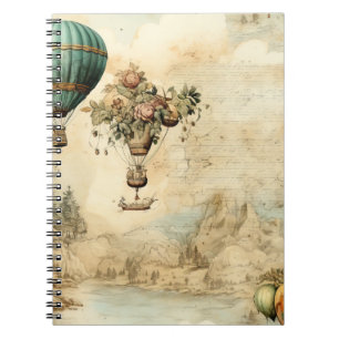 Caderno Espiral Balão de Vintage Ar Quente em Paisagem Serena (1)