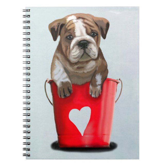 Caderno Espiral Balde Buldogue Do Love Red 2 (Frente)