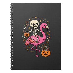 Caderno Espiral Balde de Doces de Esqueleto de Flamingo de Hallowe