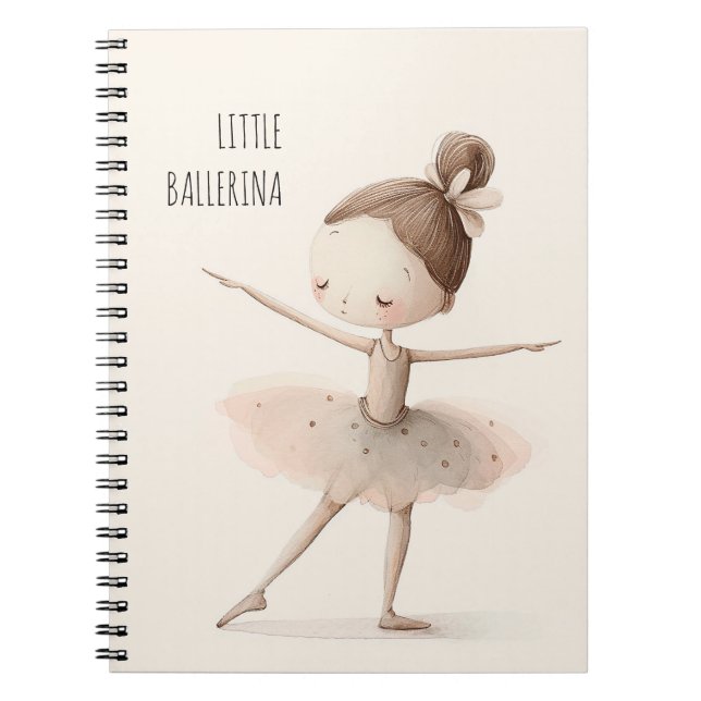 Caderno Espiral Balé Ballerina Cuja Pequena Ballerina Watercolor (Frente)