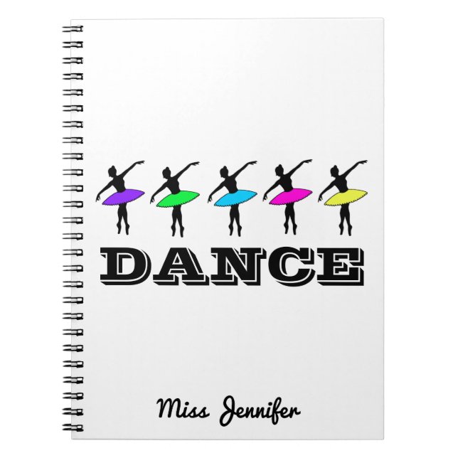 Caderno Espiral Balé Ballerina Personalizada Dance Professora Pres (Frente)