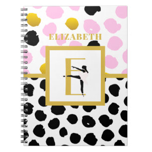 Caderno Espiral Balé Ballerina Rosa Dourado Meninas Dançam Monog