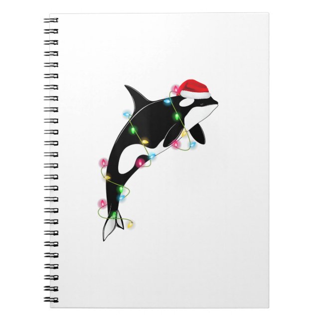 Caderno Espiral Baleia Assassina de Orca Engraçada Santa Hábito Ma (Frente)