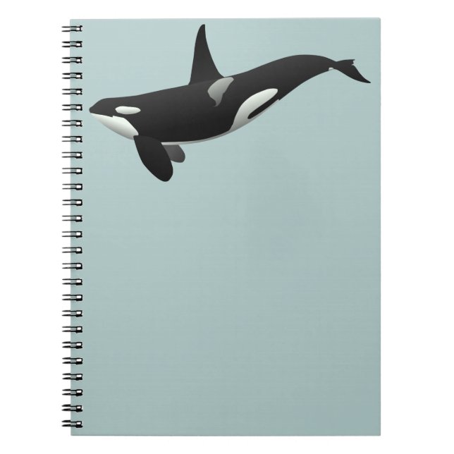 Caderno Espiral Baleia Assassina de Orca Negra e Branca (Frente)