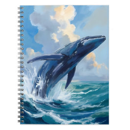 Caderno Espiral Baleia Azul | Aquarela de Animal Marinho do Oceano