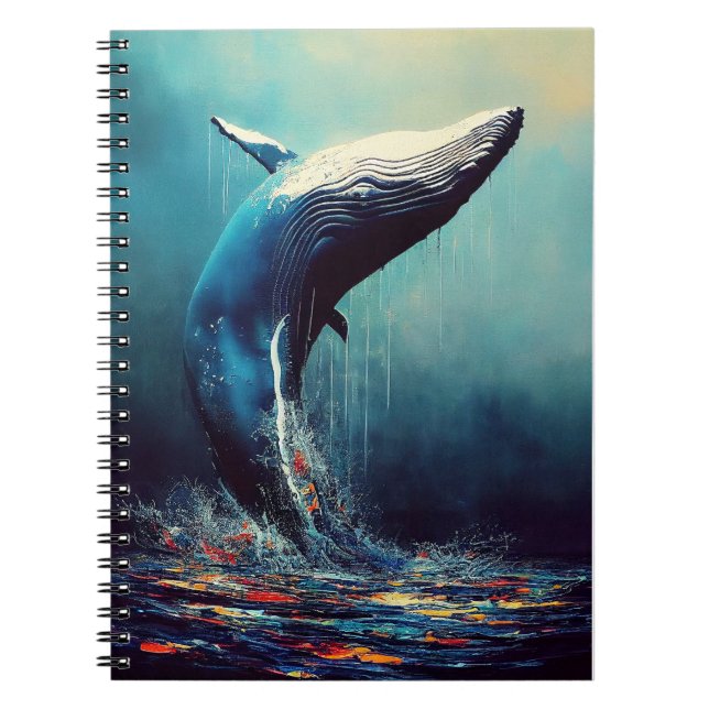 Caderno Espiral Baleia Azul, Baleia Animal Discovery Natureza Adve (Frente)