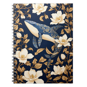 Caderno Espiral Baleia Azul Elegante William Morris Inspirou Flora