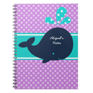 Caderno Espiral Baleia Azul marinho em Notebook Personalizado de P