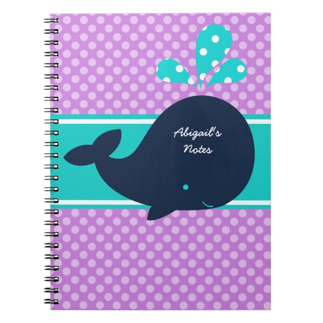 Caderno Espiral Baleia Azul marinho em Notebook Personalizado de P (Frente)