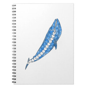 Caderno Espiral Baleia Azul Tribal