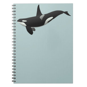 Caderno Espiral Baleia de assassino preto e branco da orca