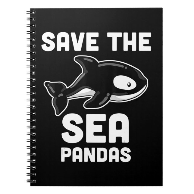 Caderno Espiral Baleia do Mar Salve Pandas Orca, Presentes de Biol (Frente)