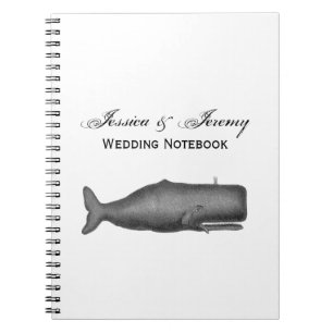 Caderno Espiral Baleia do século XIX Desenho de Vintage N