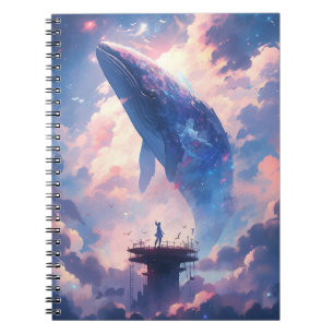Caderno Espiral Baleia Na Arte Da Fantasia Do Céu