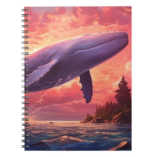 Caderno Espiral Baleia no céu pastel (Frente)