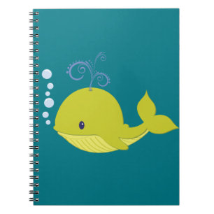 Caderno Espiral Baleia Verde Bebê