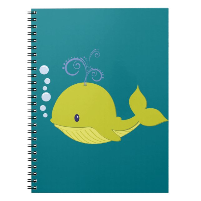 Caderno Espiral Baleia Verde Bebê (Frente)