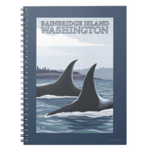 Caderno Espiral Baleias #1 da orca - ilha de Bainbridge,
