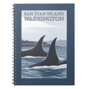 Caderno Espiral Baleias #1 da orca - ilha de San Juan, Washington