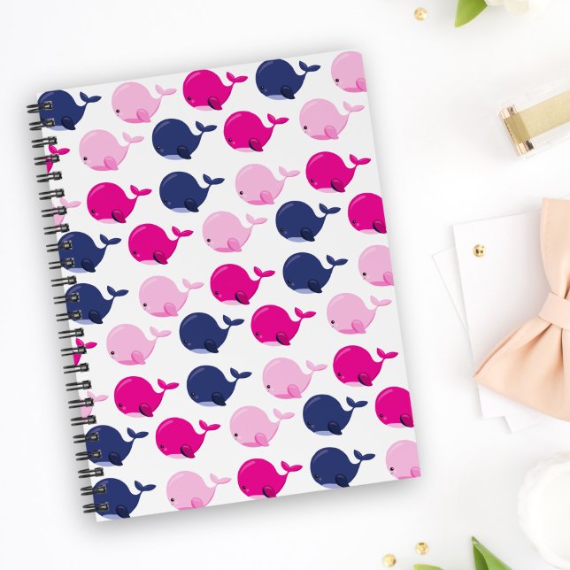 Caderno Espiral Baleias Cutas, Padrão De Baleias, Animais Do Mar (Criador carregado)