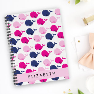 Caderno Espiral Baleias Cutas, Padrão De Baleias, Seu Nome