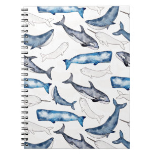 Caderno Espiral Baleias da aguarela