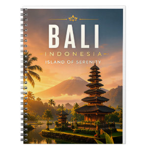 Caderno Espiral 🌺 Bali Indonésia Decoração de Casa Templo Tropica