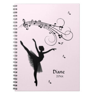 Caderno Espiral Ballerina Dançando com Música Rosa