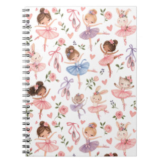 Caderno Espiral Ballerina Pastel Doce & Padrão Jardim Floral
