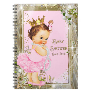 Caderno Espiral Ballerina Princess Chá de fraldas Guest Book