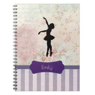 Caderno Espiral Ballerina Silhouette no Elegante Padrão Vintage