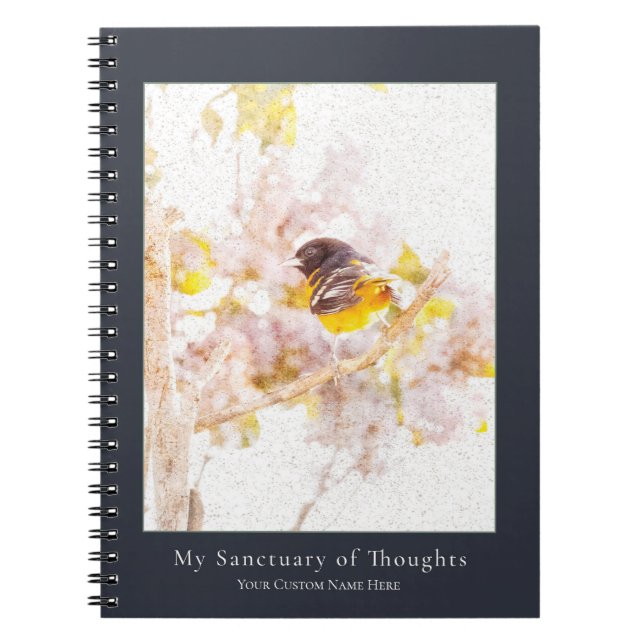 Caderno Espiral Baltimore Oriole Notebook | Nature Art Journal (Frente)