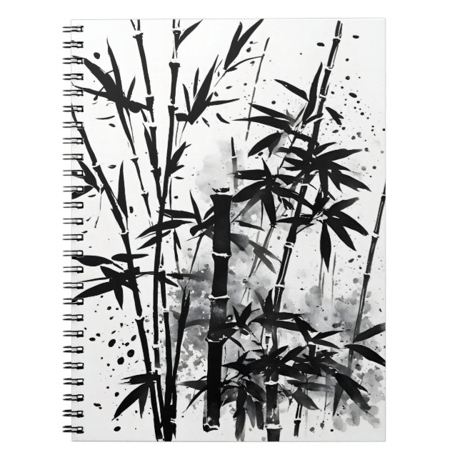 Caderno Espiral Bambu - Flores aquarela (Frente)