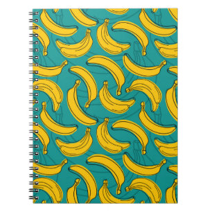 Caderno Espiral Banana amarela com traço preto sem costura 