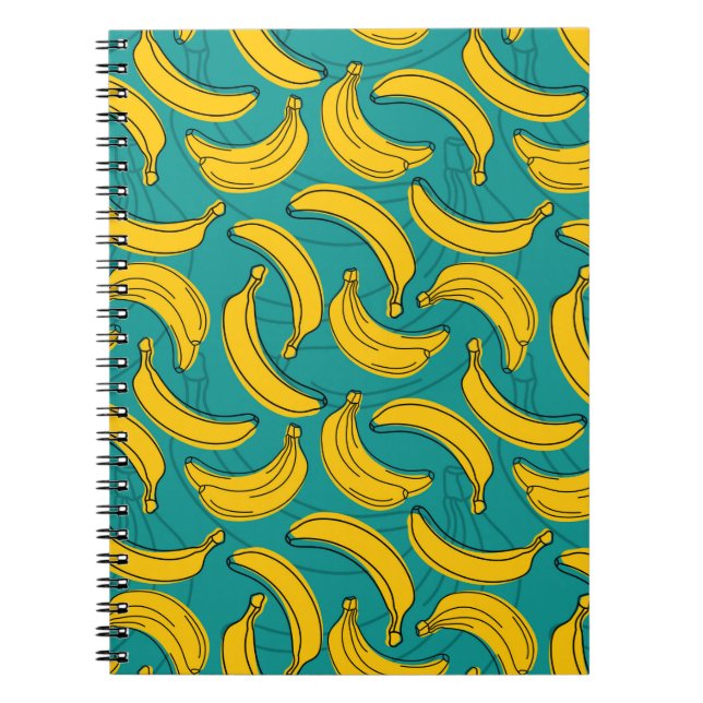 Caderno Espiral Banana amarela com traço preto sem costura (Frente)