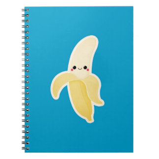 Caderno Espiral Banana de Kawaii no azul