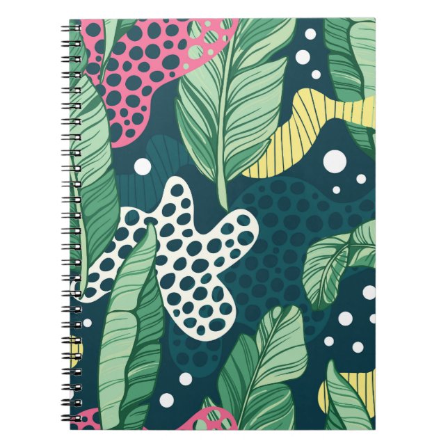 Caderno Espiral Banana deixa abstrato, cores da moda (Frente)