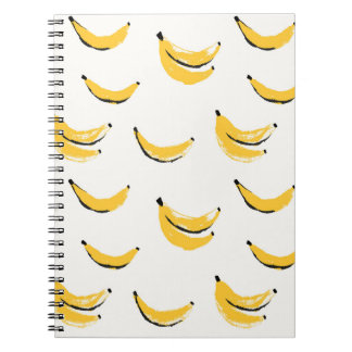 Caderno Espiral Bananas desenhadas à mão, padrão sem costura na mo
