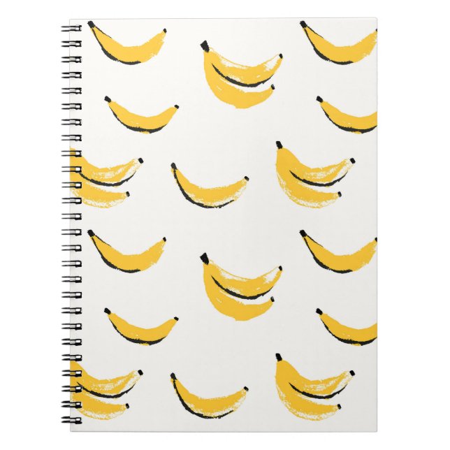 Caderno Espiral Bananas desenhadas à mão, padrão sem costura na mo (Frente)
