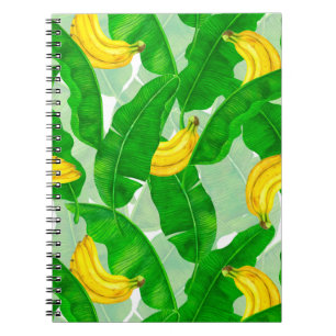 Caderno Espiral Bananas e folhas design
