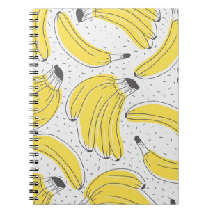 Caderno Espiral Bananas frescas de fundo desenhado à mão. Doodle