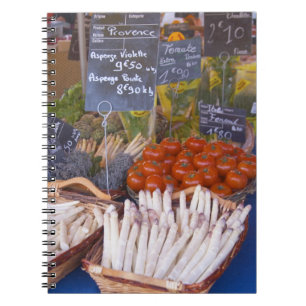 Caderno Espiral Banca de comerciante de mercado de rua com branco