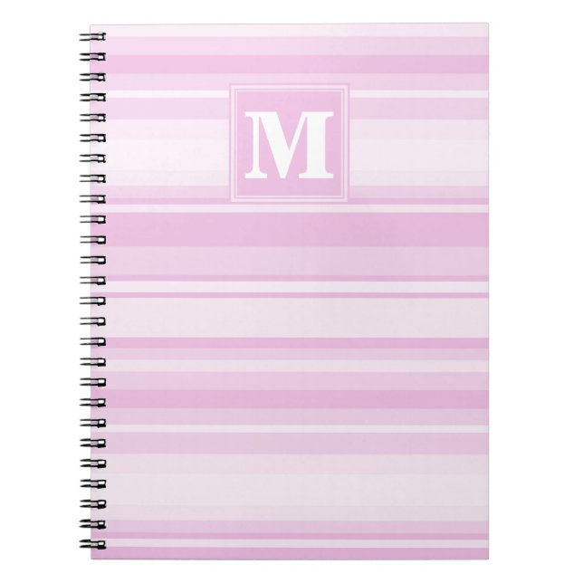 Caderno Espiral Banda rosa de bebê monograma (Frente)