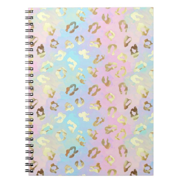 Caderno Espiral Bandana de Pele de Leopardo em Cores Pastel (Frente)