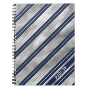 Caderno Espiral Bandas brilhantes azuis e Cinzas
