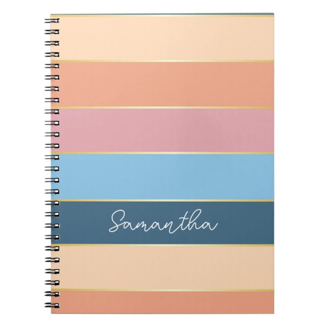 Caderno Espiral Bandas de Bloco de Cores de Verão Personalizadas p (Frente)